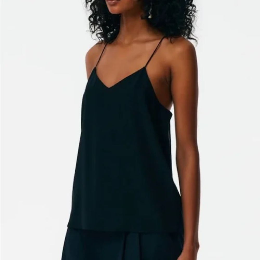 Tibi Classic Tank. Black Silk. Size 4.